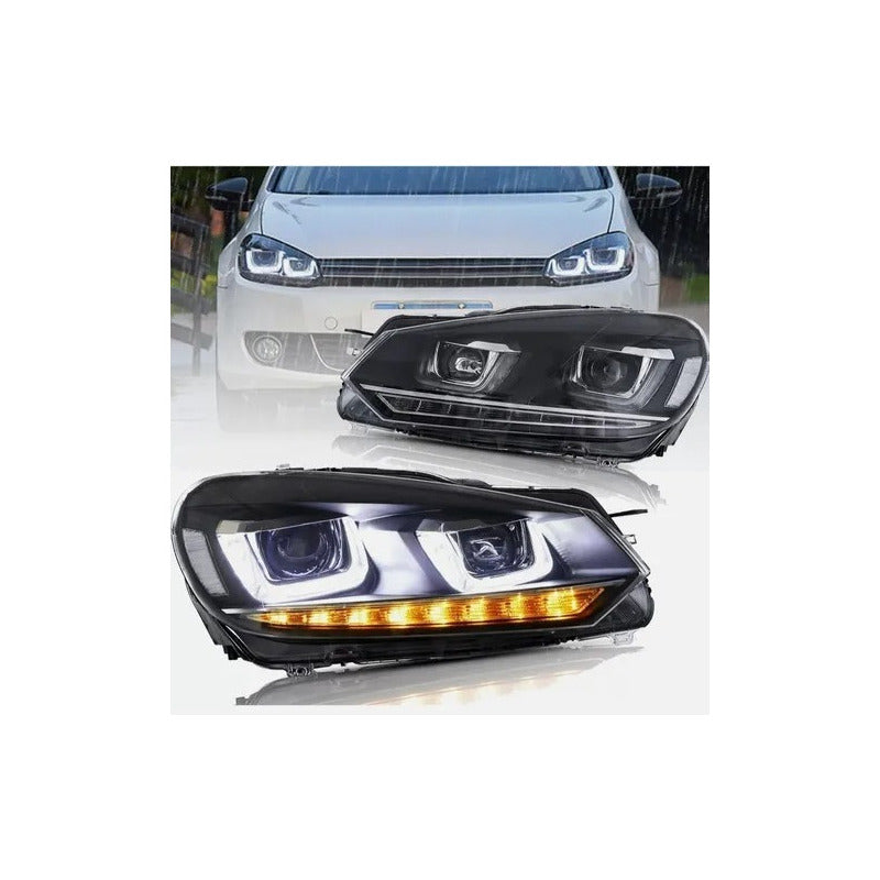 Sequential LED DRL Headlights VW Golf Mk6 2010 to 2013