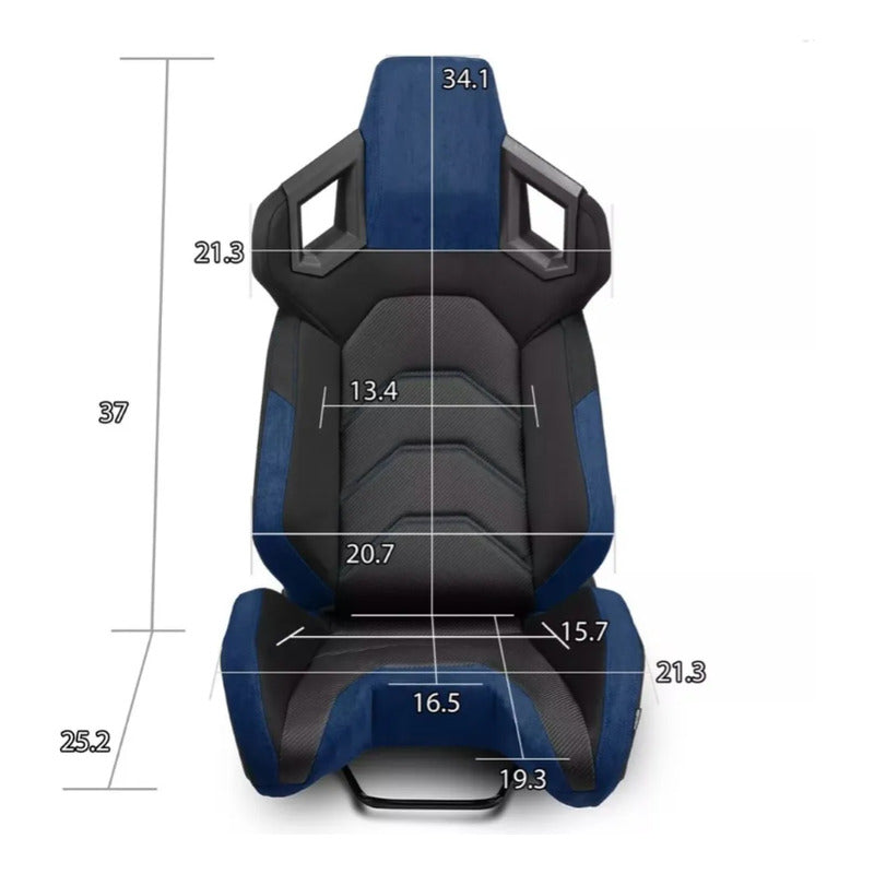 Asientos Universales De Carrera Reclinables Negro Con Azul