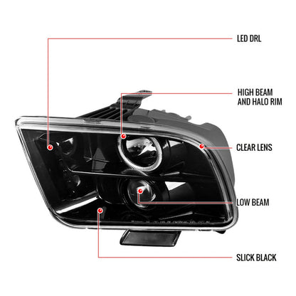 Halo headlights Ford Mustang 2005 to 2009