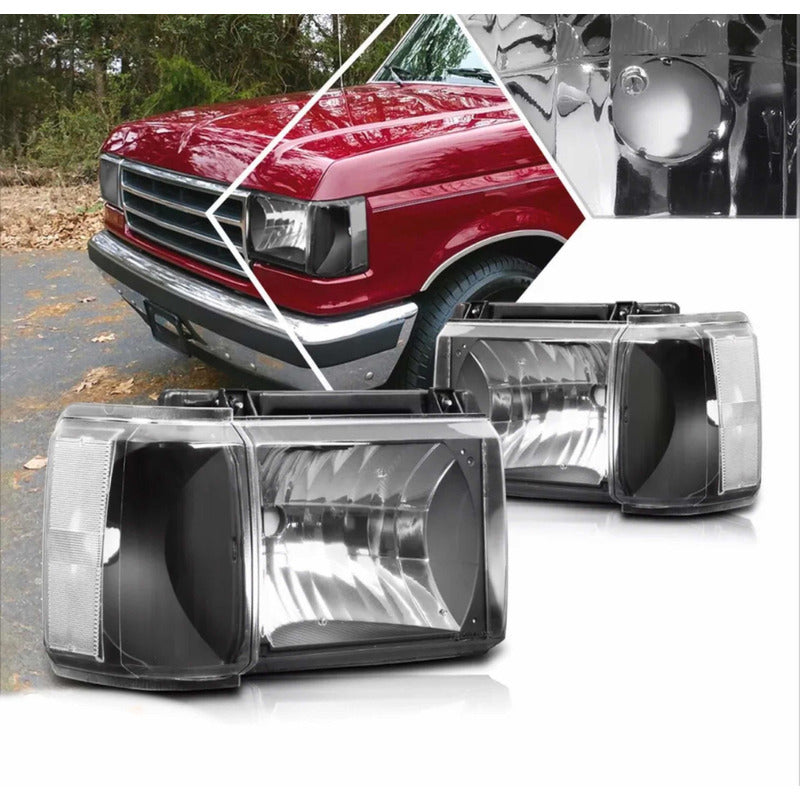 Faros Negros F-150 F-250 F-350 Bronco 87 88 89 90 91 Ford
