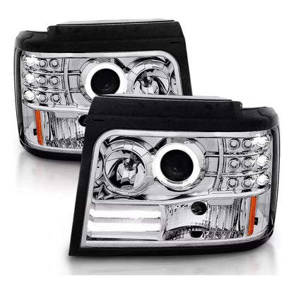 Faros Bronco 1992-1996 F150 F250 F350 Led Halo Negro F-150