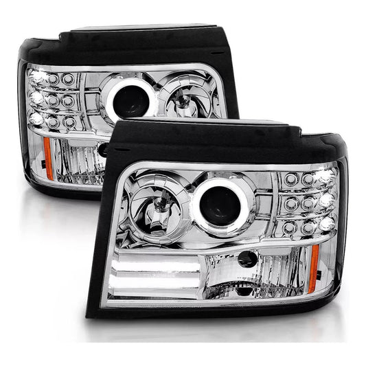 Faros Bronco 1992-1996 F150 F250 F350 Led Halo Negro F-150