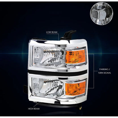 Par Faros Cromados Chev Cheyenne Silverado 1500 2014 2015
