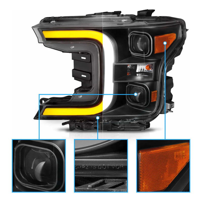 Par Faros Led F-150 Lobo 2018 2019 2020 Fondo Negro