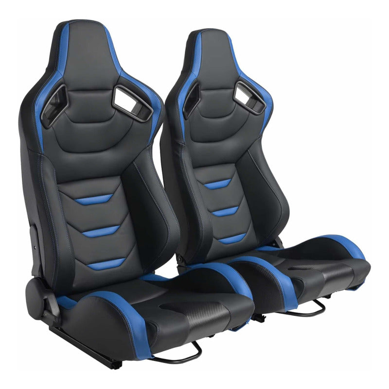 Universal Blue PVC Racing Seats With Slider