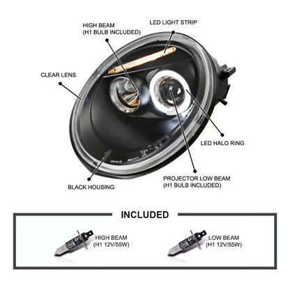Faros Volkswagen Beetle Negro 1998 1999 A 2005