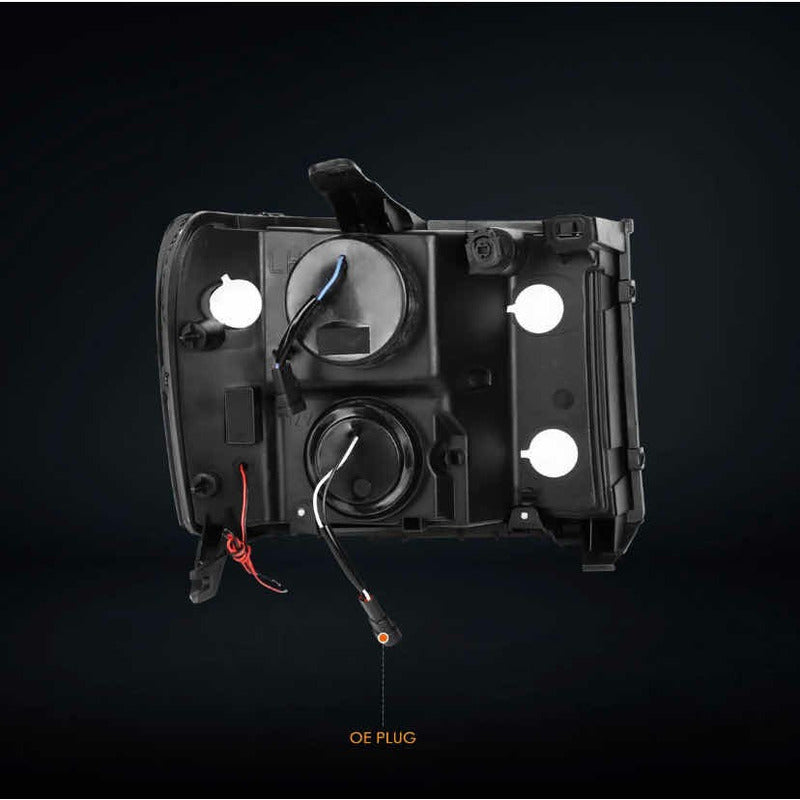 Led Halo Drl Headlights GMC Sierra 2007 to 2014