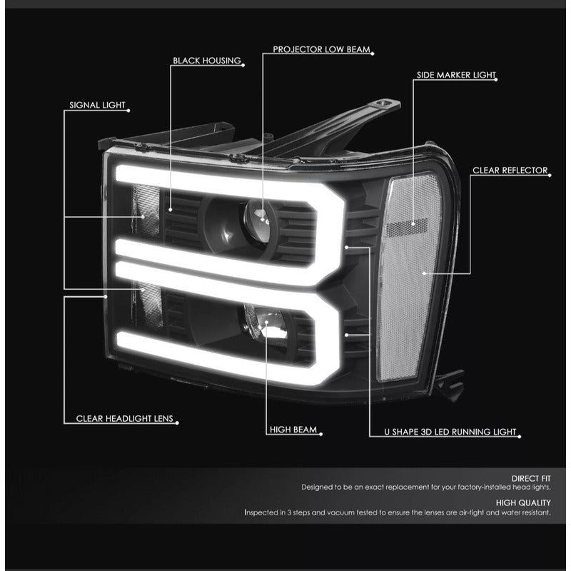 Led Drl Headlights GMC Sierra 2007 to 2014