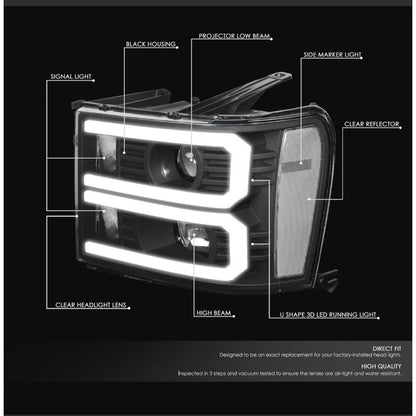 Led Drl Headlights GMC Sierra 2007 to 2014