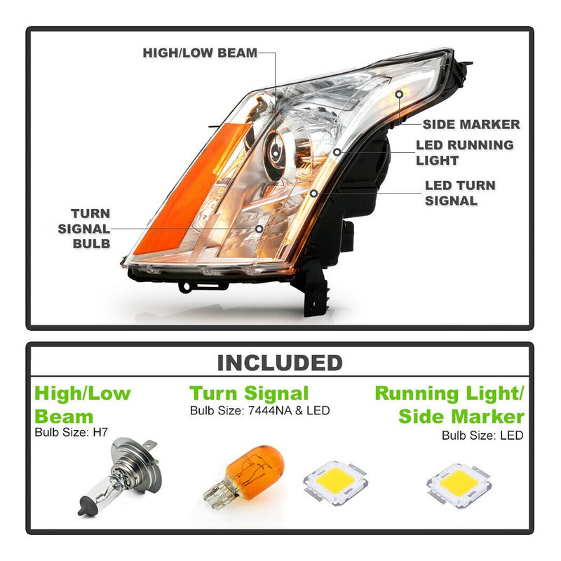 Led Drl Headlights Cadillac Srx 2010 to 2016