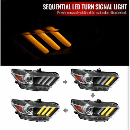 Sequential LED Headlights Ford Mustang 2015 to 2017