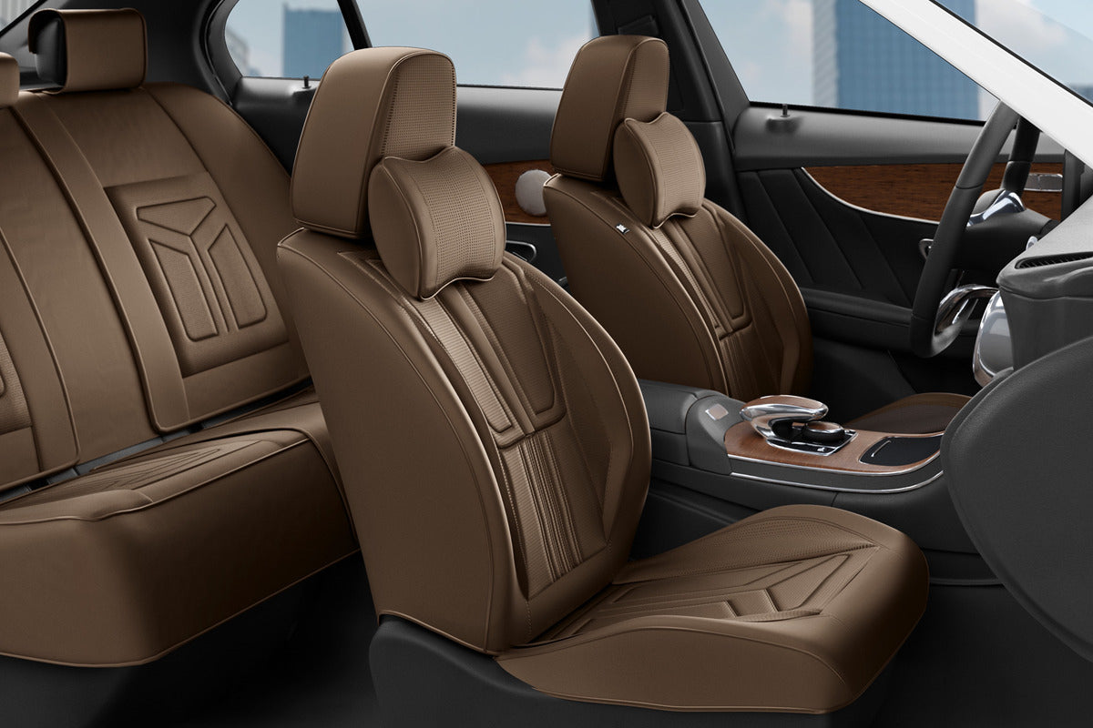 Cubre Asientos Delanteros Y Traseros De Cuero Lujo Universal